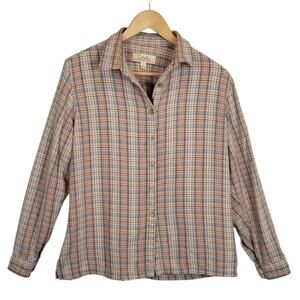 Cabela's Women's Cotton Plaid Button Up Shirt Size Large